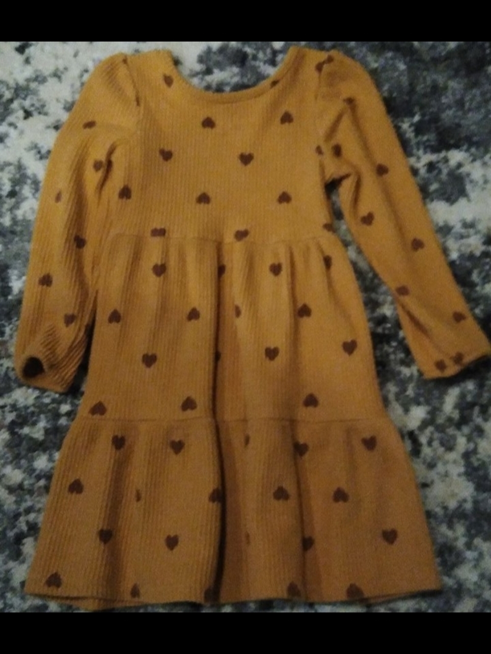 NWOT Cat&Jack Toddler Girl Mustard Heart Print Long Sleeve Sweater Dress Size 4T